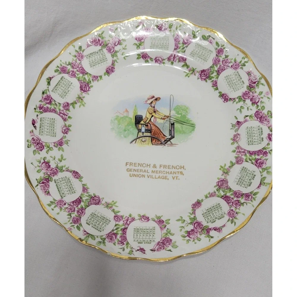 Antique 1910 advertising calendar plate produced for 